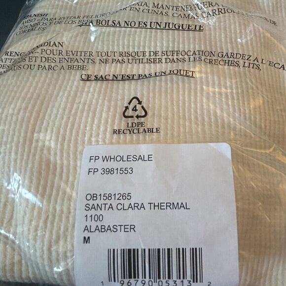 Free People Santa Clara Thermal Top in Alabaster (cream) Medium NEW with tags - Picture 2 of 9